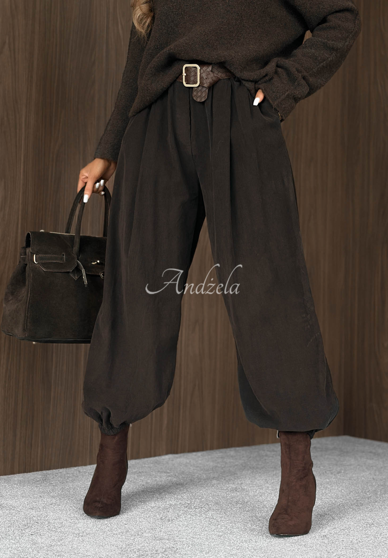 Pantaloni jogger din reiat cu curea din bumbac Simple Edit