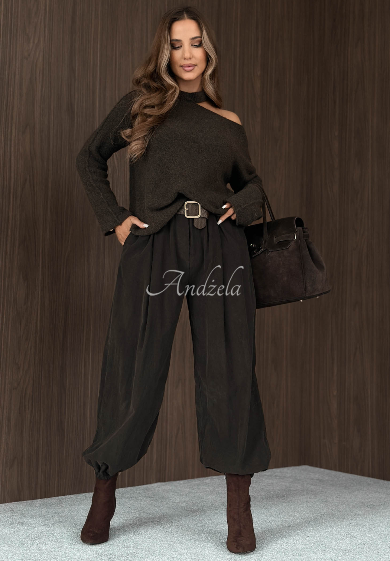 Pantaloni jogger din reiat cu curea din bumbac Simple Edit
