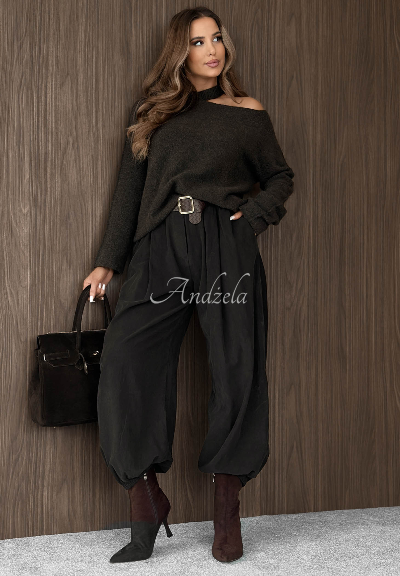 Pantaloni jogger din reiat cu curea din bumbac Simple Edit