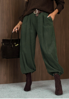 din material textil Pantaloni joggery z paskiem Simple Edit ciocolatii