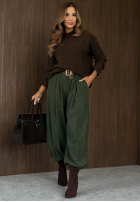 din material textil Pantaloni joggery z paskiem Simple Edit ciocolatii