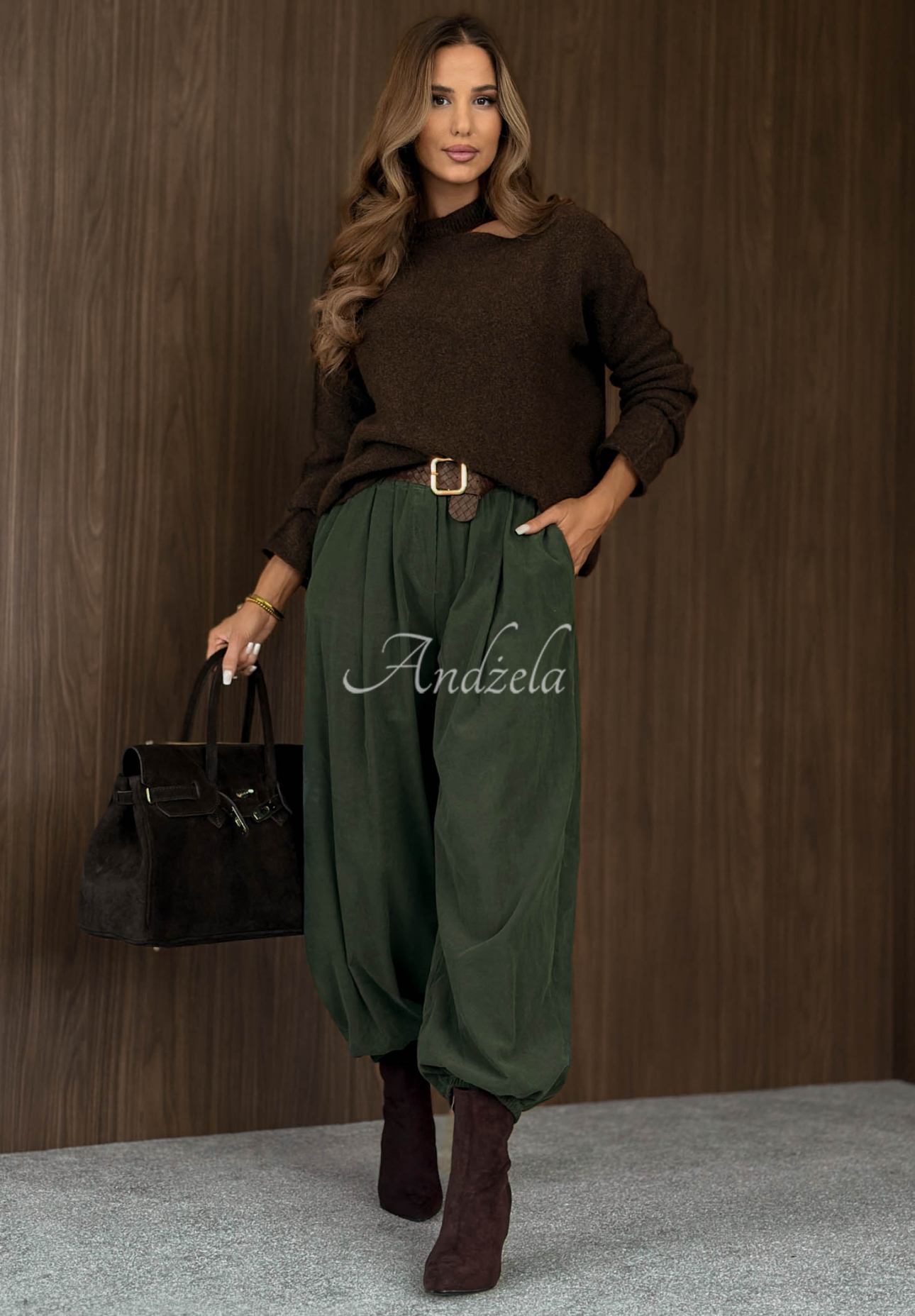 Pantaloni jogger din reiat cu curea din bumbac Simple Edit