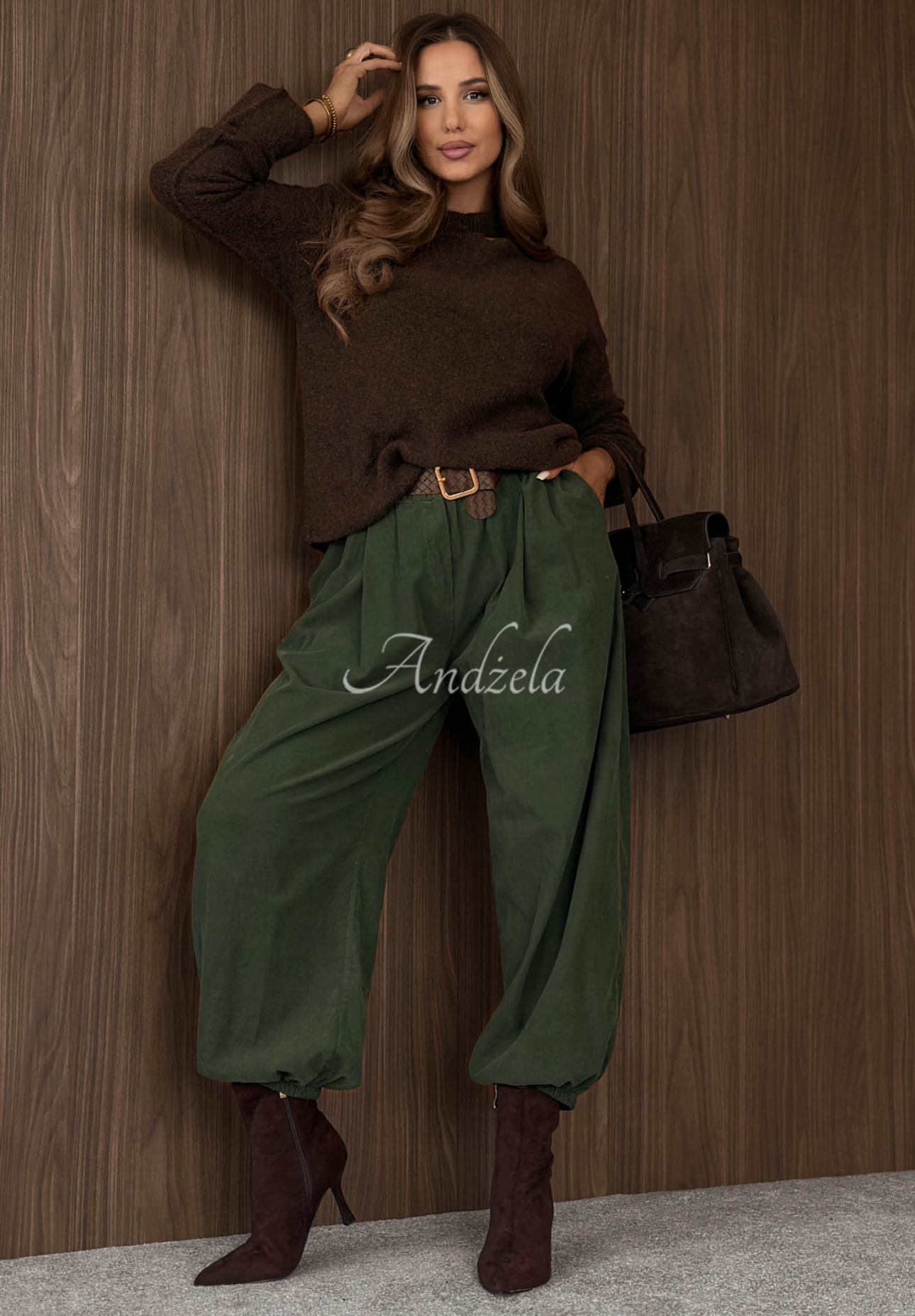 Pantaloni jogger din reiat cu curea din bumbac Simple Edit