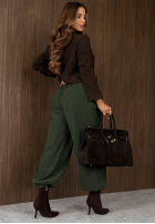 din material textil Pantaloni joggery z paskiem Simple Edit ciocolatii