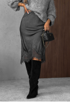 Fustă maxi z koronką Subtle Lace ciocolatie