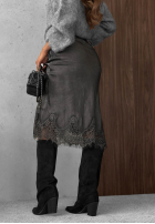 Fustă maxi z koronką Subtle Lace ciocolatie