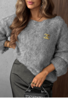 Miękki Pulover z szerokim dekoltem Pretty Softness gri