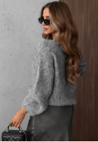 Miękki Pulover z szerokim dekoltem Pretty Softness gri
