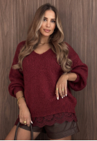 Pulover oversize z koronką Dusky Clouds rudy