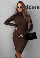 Dopasowana prążkowana Rochie midi The Good One ciocolatie
