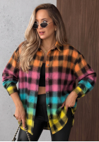 Cămașă z kołnierzem w kratę Happy Colors pomarańczowo-roz