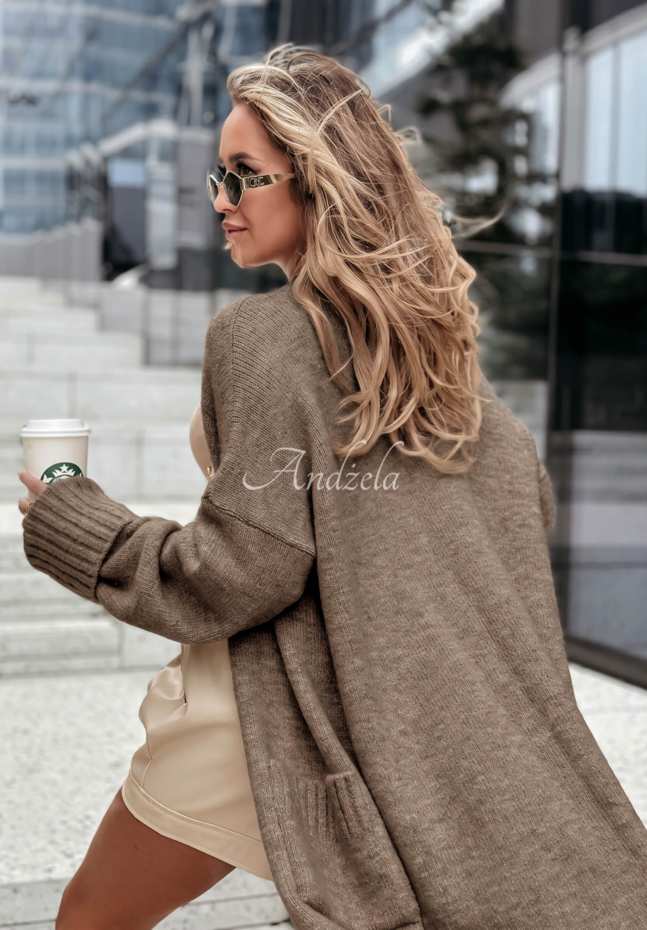 Cardigan lung oversize cu buzunare Marbelio