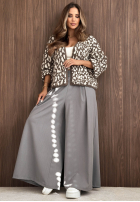 Krótki niezapinany Cardigan cu model tip panteră November Club mokka