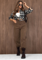 Pantaloni din denim banana z paskiem Think Twice negre