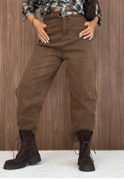 Pantaloni din denim banana z paskiem Think Twice negre