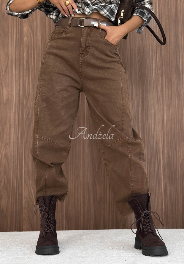Blugi cu croială banana și curea Dune Denim
