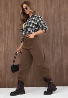 Pantaloni din denim banana z paskiem Think Twice negre
