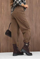 Pantaloni din denim banana z paskiem Think Twice negre