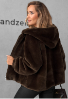 Scurtă Geacă futerko z kapturem Fluffy Babe bej