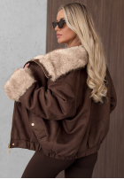 Geacă parka z futerkiem Frozen Kiss ciocolatie