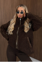 Geacă kożuszek sherpa z kołnierzem Cozy Darling ciocolatie