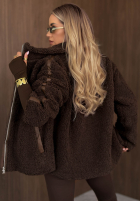 Geacă kożuszek sherpa z kołnierzem Cozy Darling ciocolatie