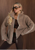 Geacă kożuszek sherpa z kołnierzem Cozy Darling ciocolatie