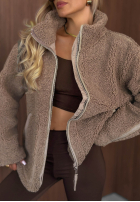 Geacă kożuszek sherpa z kołnierzem Cozy Darling ciocolatie