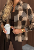 Cămașă w kratę Everyday Crush beżowo-Gri