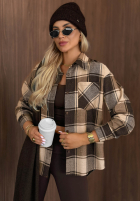 Cămașă w kratę Everyday Crush beżowo-Gri