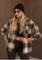 Cămașă w kratę Everyday Crush beżowo-Gri