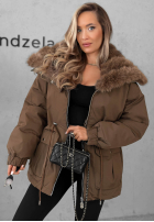 Scurtă Geacă parka z futerkiem Last Chapter ciocolatie