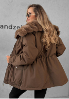 Scurtă Geacă parka z futerkiem Last Chapter ciocolatie