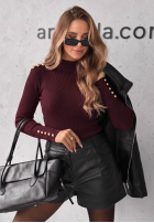 Prążkowana Bluză z wiskozy Essential Fit burgundowa