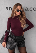 Prążkowana Bluză z wiskozy Essential Fit burgundowa