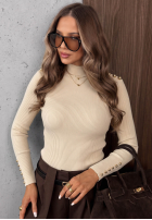 Prążkowana Bluză z wiskozy Essential Fit burgundowa