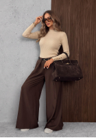 Prążkowana Bluză z wiskozy Essential Fit burgundowa