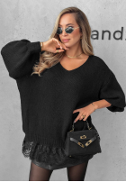 Pulover oversize z koronką Dusky Clouds rudy