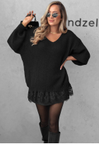 Pulover oversize z koronką Dusky Clouds rudy