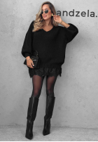 Pulover oversize z koronką Dusky Clouds rudy