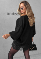 Pulover oversize z koronką Dusky Clouds rudy
