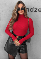 Prążkowana Bluză z golfem Seasonal Basic roșie