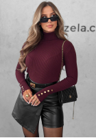 Prążkowana Bluză z golfem Seasonal Basic roșie