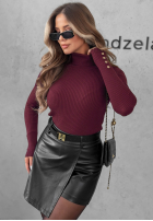 Prążkowana Bluză z golfem Seasonal Basic roșie