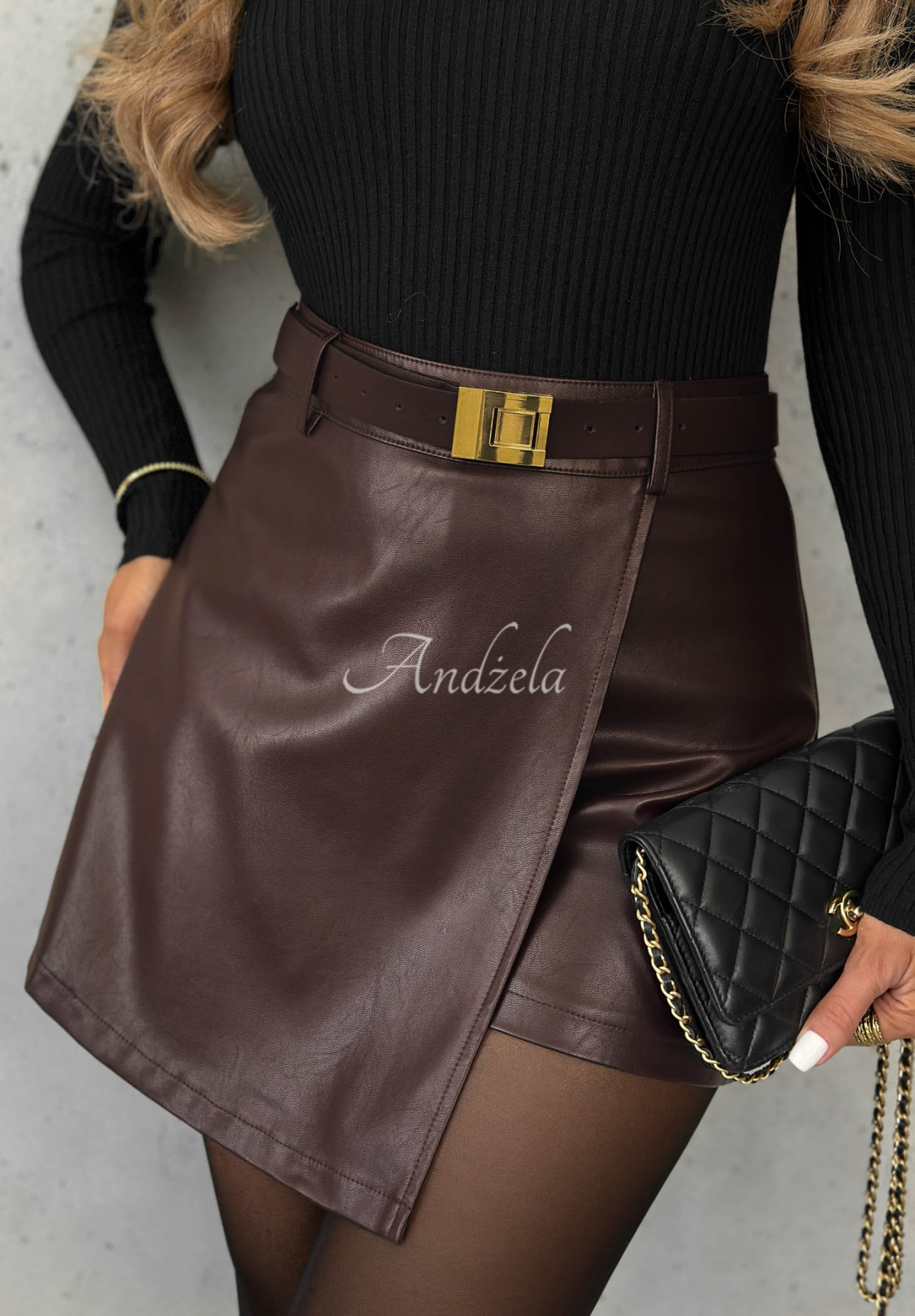 Fustă-pantalon mini din piele Please Repeat