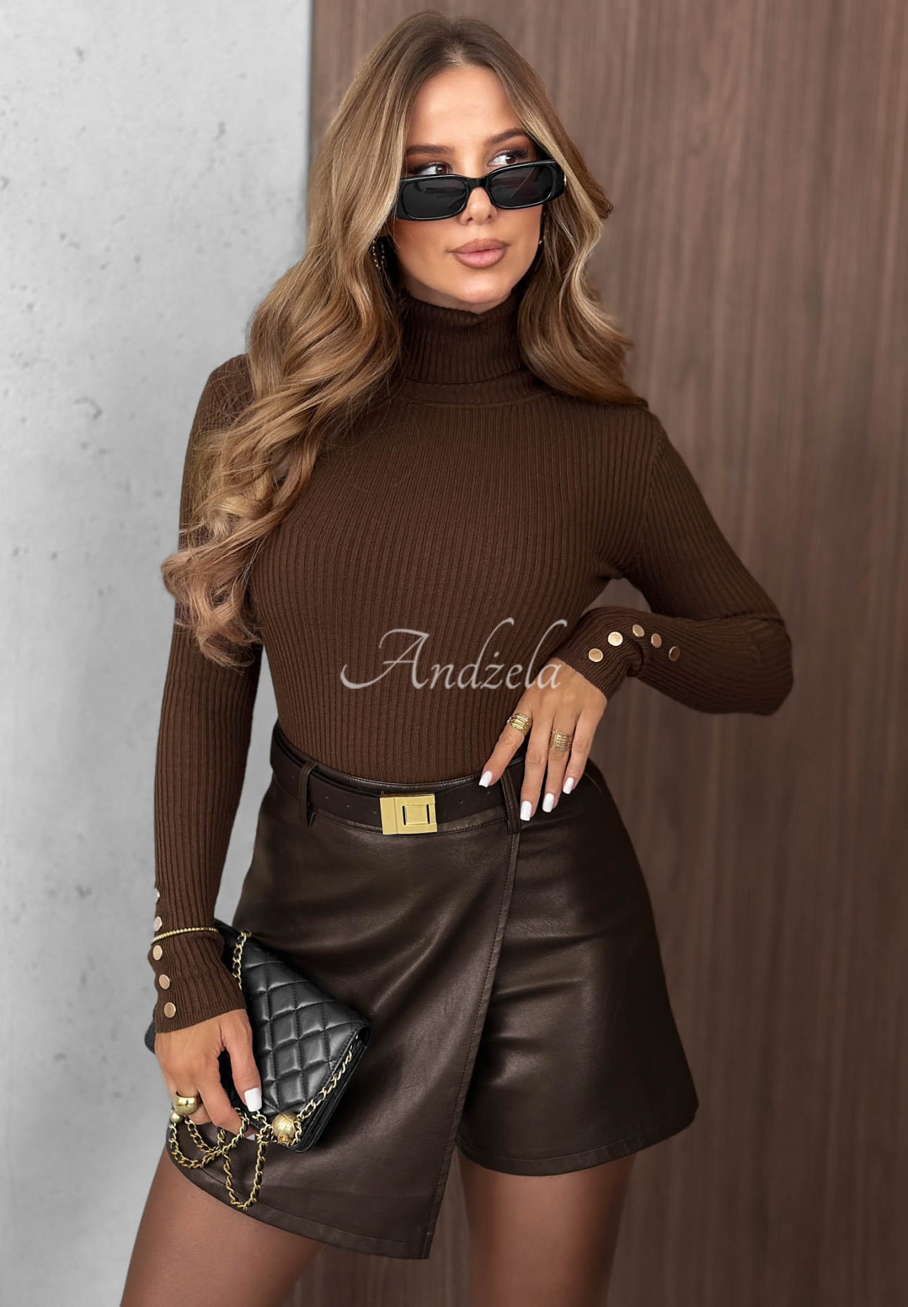 Fustă-pantalon mini din piele Please Repeat