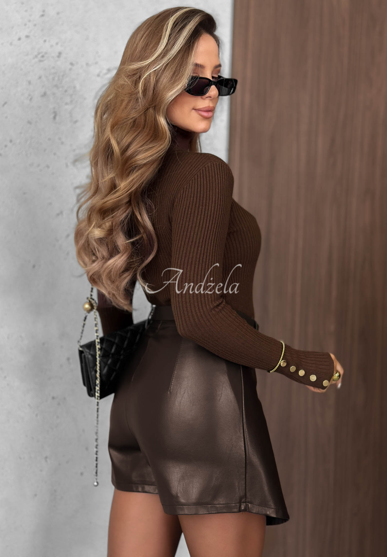 Fustă-pantalon mini din piele Please Repeat