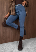 Pantaloni din denim z paskiem Nothing More jasnogranatowe