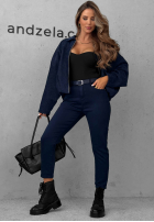 Pantaloni din denim z paskiem Nothing More jasnogranatowe