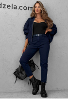 Pantaloni din denim z paskiem Nothing More jasnogranatowe